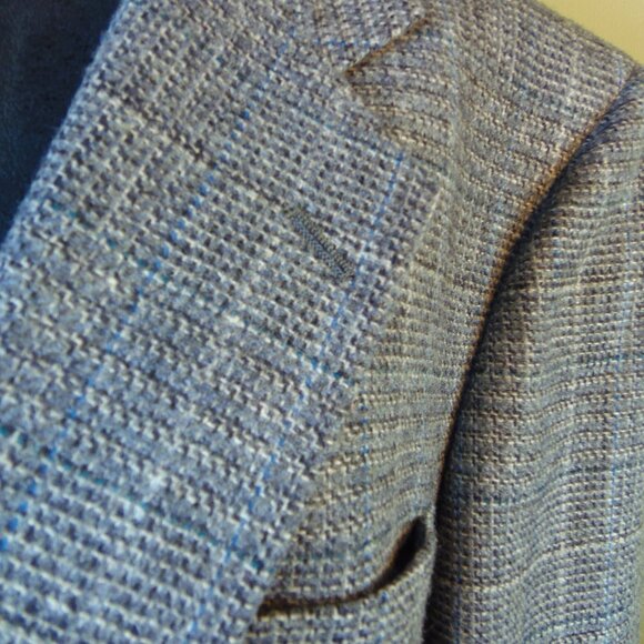 Vintage Hart Schaffner & Marx 100% Wool Blue Tone Tweed Sports Jacket Coat - Picture 10 of 12
